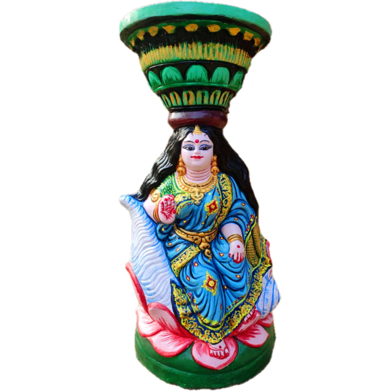 Brundabati idol 25 inch | Traditional Indian Decorative Statue with Lotus Base, Hand-Painted, 64 cm x 30 cm
