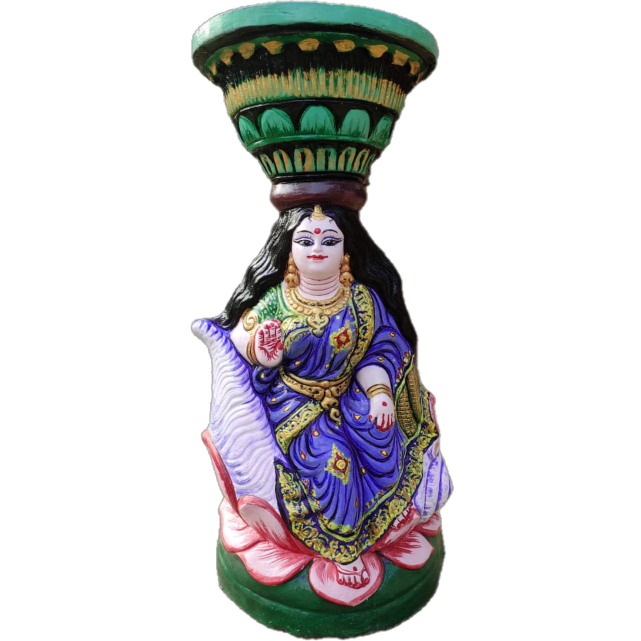 Brundabati idol 25 inch | Traditional Indian Decorative Statue with Lotus Base, Hand-Painted, 64 cm x 30 cm