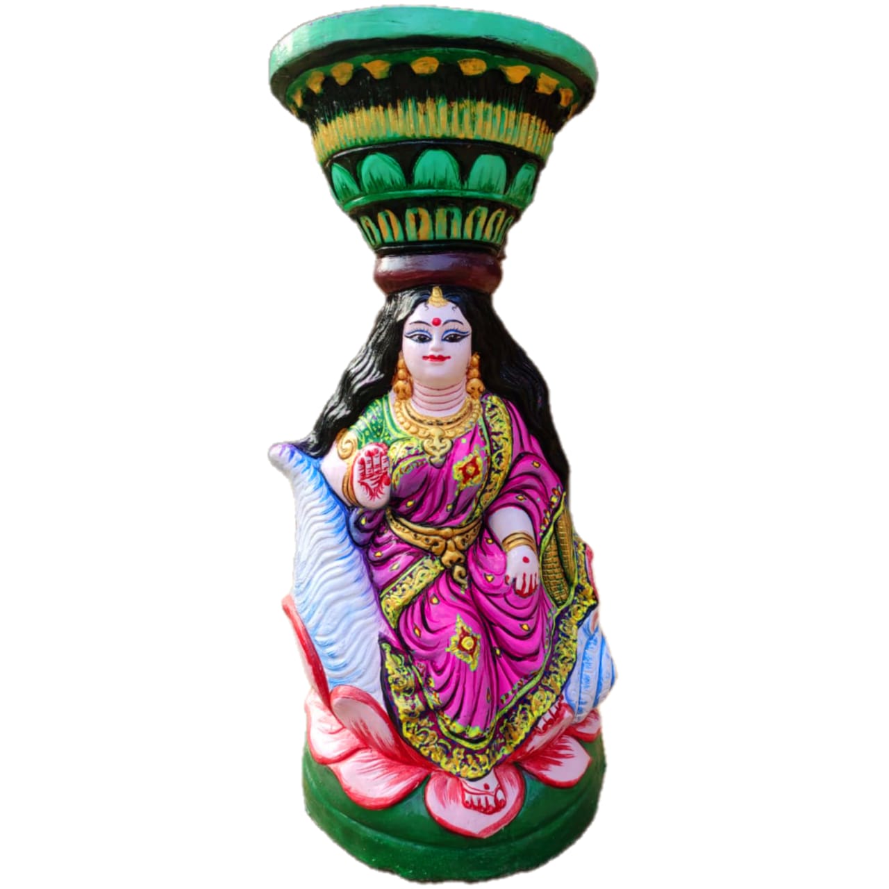Brundabati idol 25 inch | Traditional Indian Decorative Statue with Lotus Base, Hand-Painted, 64 cm x 30 cm