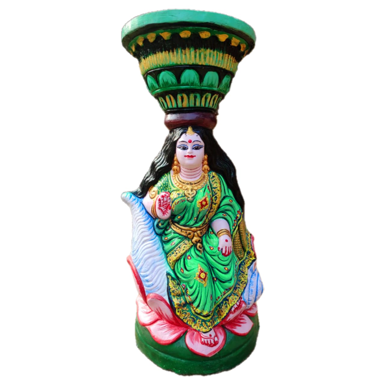 Brundabati idol 25 inch | Traditional Indian Decorative Statue with Lotus Base, Hand-Painted, 64 cm x 30 cm