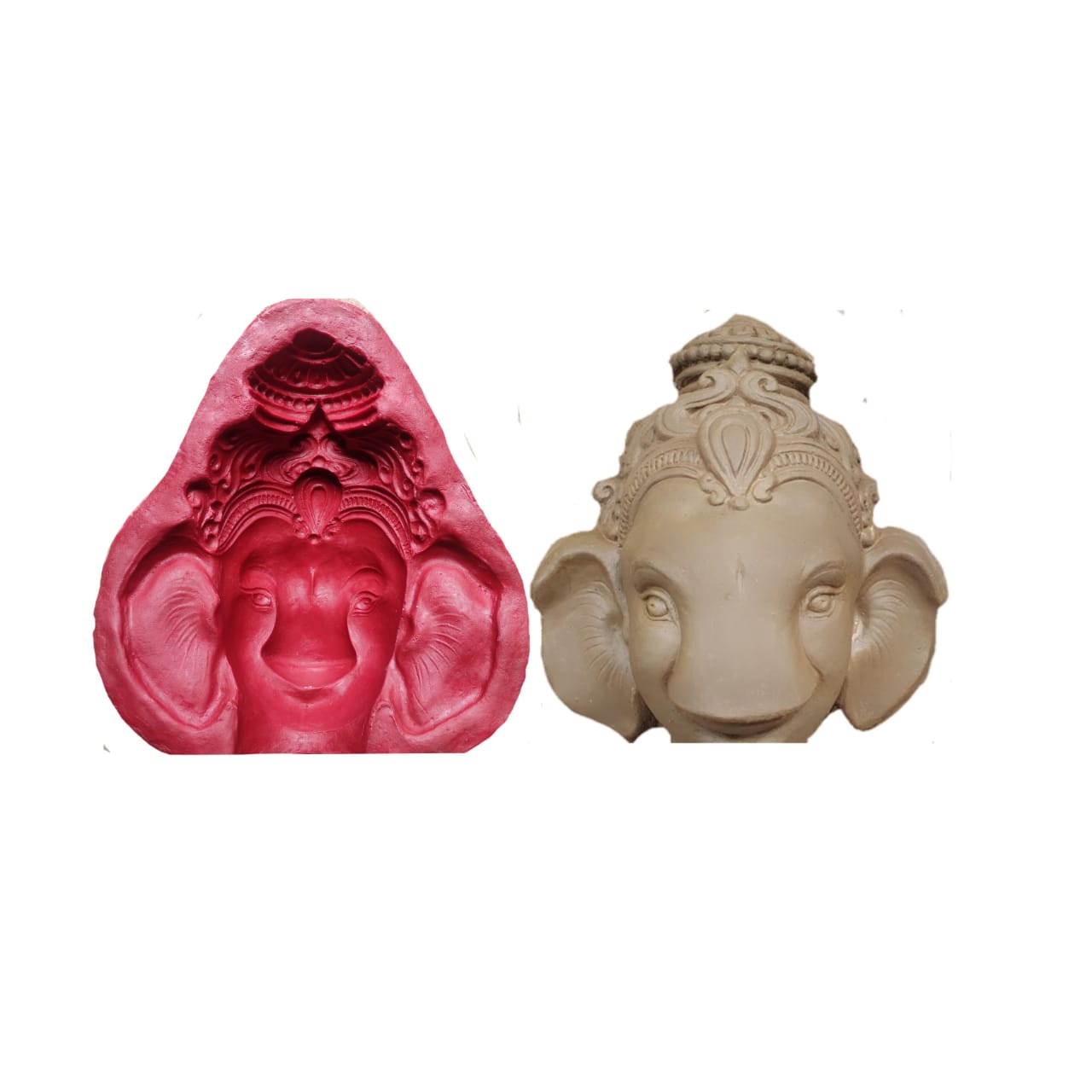Babul idol workshop B3 Ganesh Idol face Making Mold Fiber 3-5 feet Idol Coverage Work in Clay | Ganesh face Mould