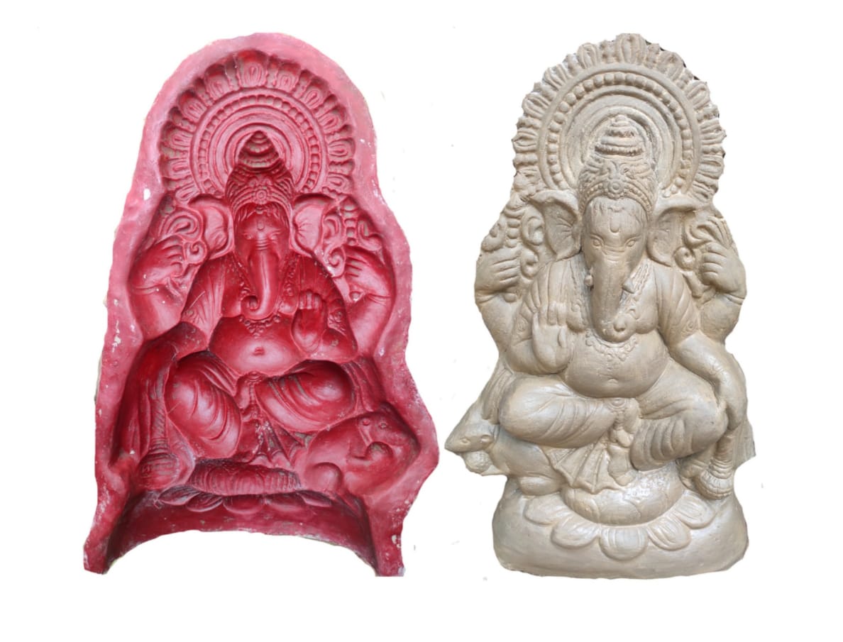 Babul idol workshop B5 Ganesh Mold for Making Idol | 2 fit Hight Ganesh Idol Making Mold | Eco Friendly Ganesh murti Making DIY kit and Powder