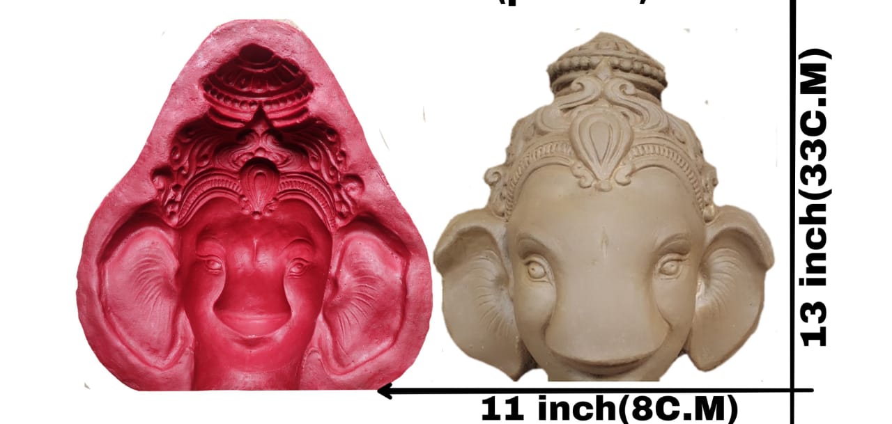 Babul idol workshop B3 Ganesh Idol face Making Mold Fiber 3-5 feet Idol Coverage Work in Clay | Ganesh face Mould