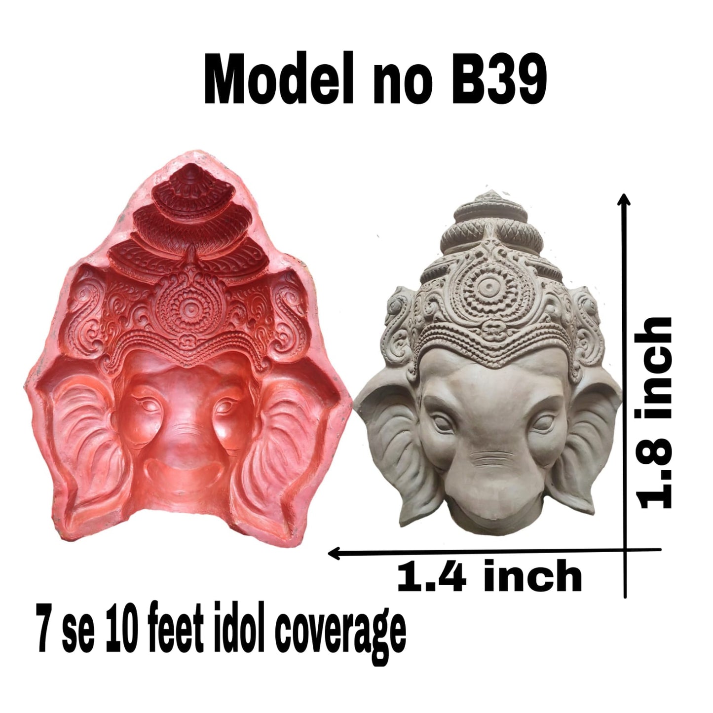 Babul idol workshop B39 Big Size Ganesh Idol face Making Mold Fiber 7-10 feet Idol Coverage Work in Clay | Ganesh face Mould