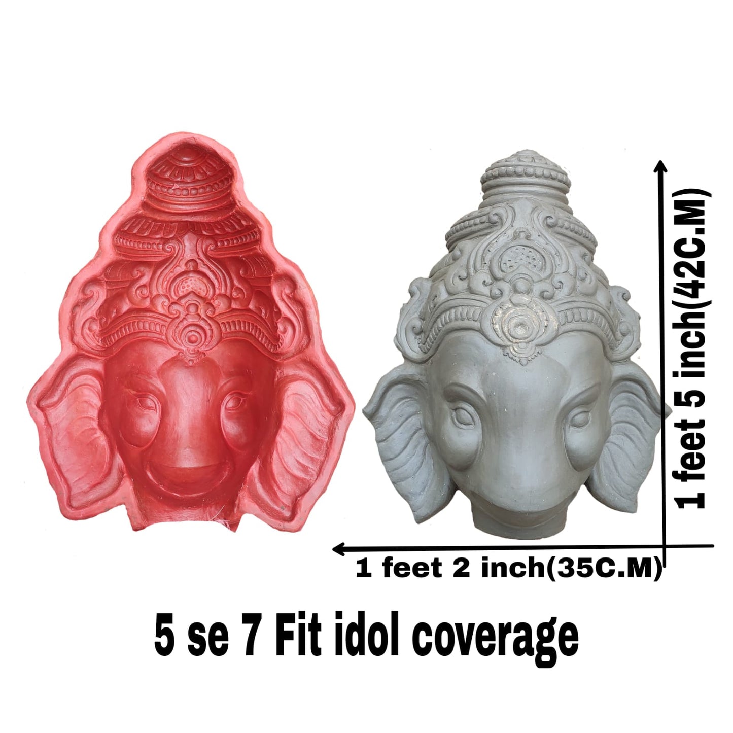 Babul idol workshop B42 Ganesh Idol face Making Mold Fiber 5-7 feet Idol Coverage Work in Clay | Ganesh face Mould