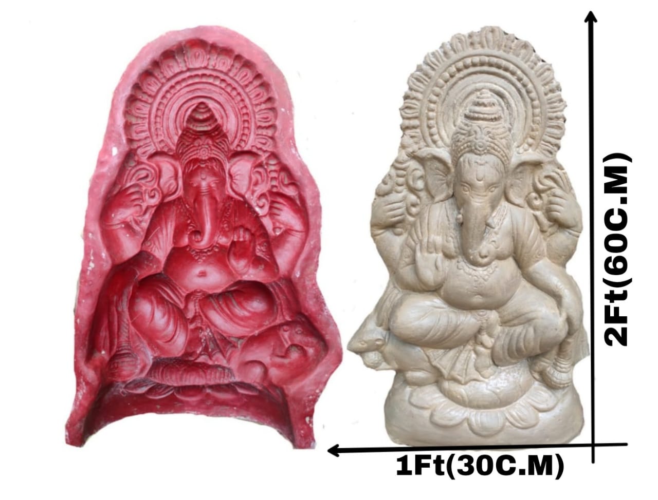 Babul idol workshop B5 Ganesh Mold for Making Idol | 2 fit Hight Ganesh Idol Making Mold | Eco Friendly Ganesh murti Making DIY kit and Powder