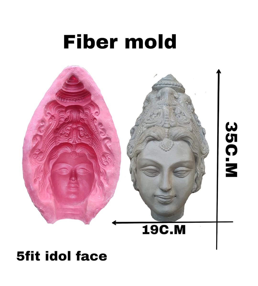 Babul idol workshop b11 ledis face Making Mold 4-5 fit Idol Coverage (Fiber) |use in Saraswati,Durga,laxmi,parbati,serawali and All Female Idol face