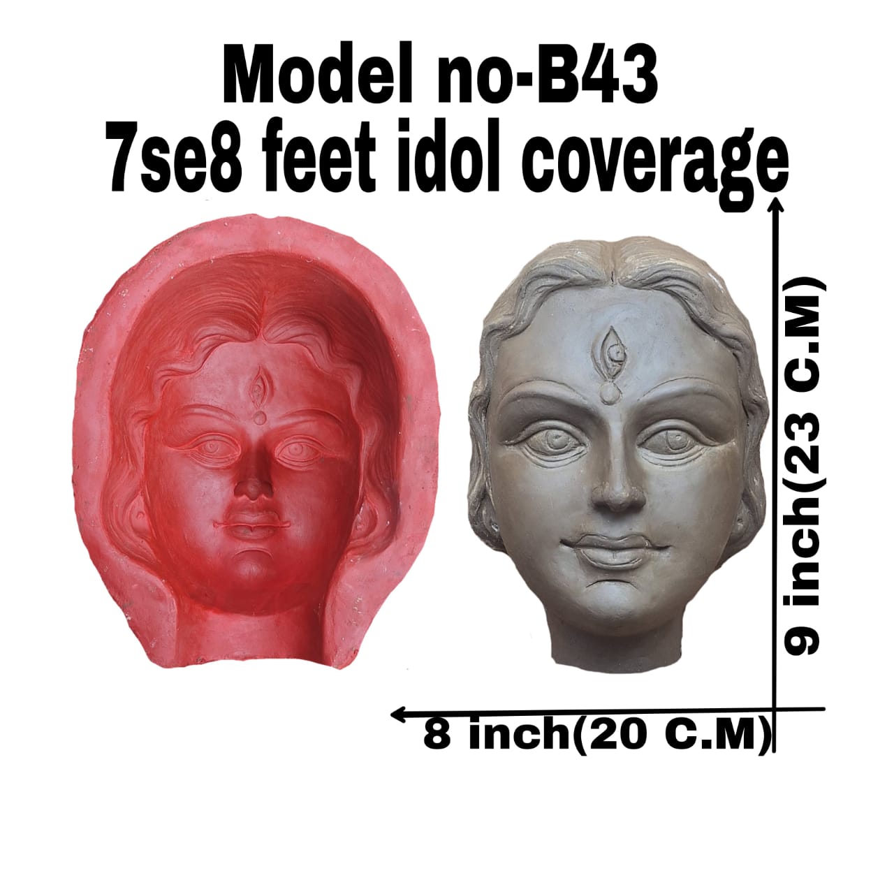 Babul idol workshop B43 Durga Idol face Making Mold 7-8 feet Idol Coverage (Fiber) | Devi face Mould | Durga murti face Mold