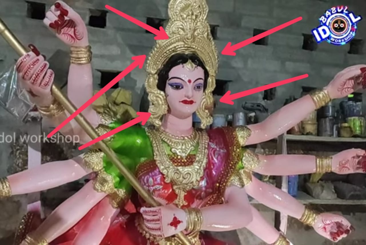 Babul idol workshop B9 ledis Idol mukut and Ornaments Mold | Thish Item are Coverage 3-7 feet murti | high qulity Fiber Mould Work in Clay | This Item are uses Female Idol - Durga,LAXMI ECT