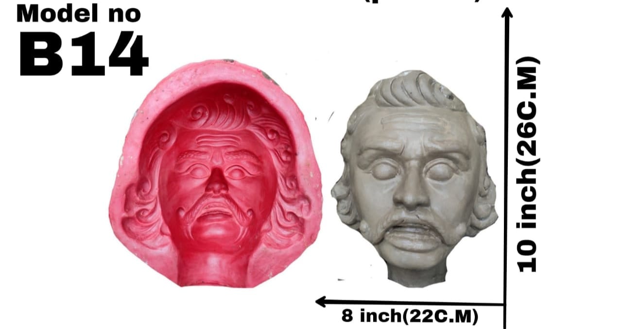 Babul idol workshop B14 Rakshyash Idol face Making Mold 4se6 feet Idol Coverage (Fiber) | danaba face Mould | Durga murti face Mold