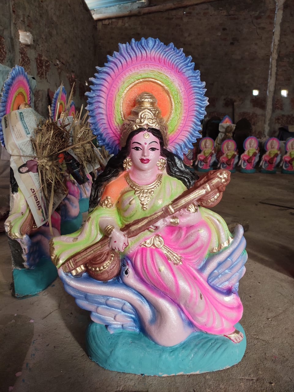 Babul idol workshop B45 saraswati idol mold 2 feet 4 inch hight fiber,saraswati farma