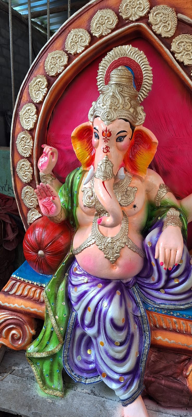 Babul idol workshop B42 Ganesh Idol face Making Mold Fiber 5-7 feet Idol Coverage Work in Clay | Ganesh face Mould