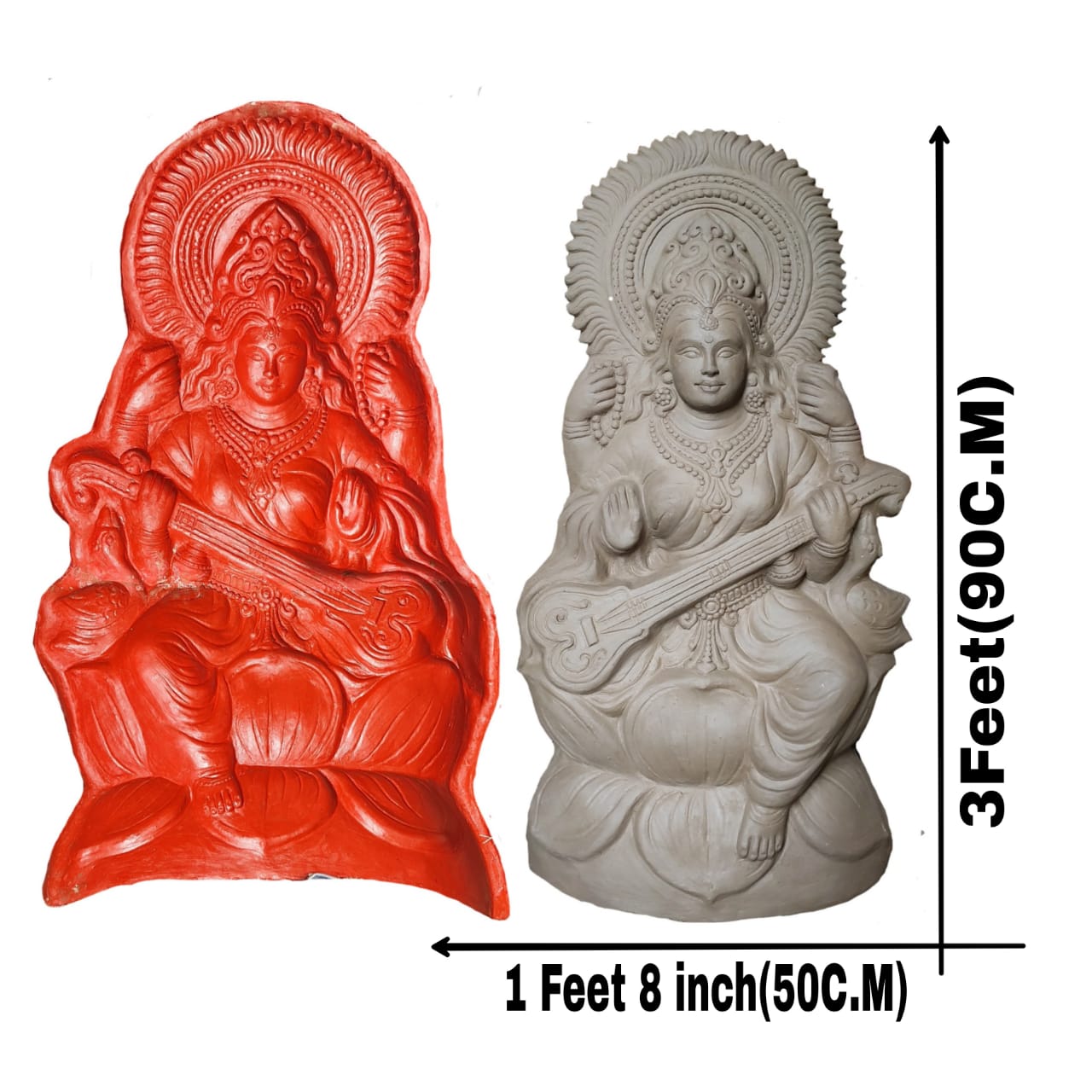 Babul idol workshop b44 saraswati idol mold 3 feet fiber | Saraswati farma 3 feet