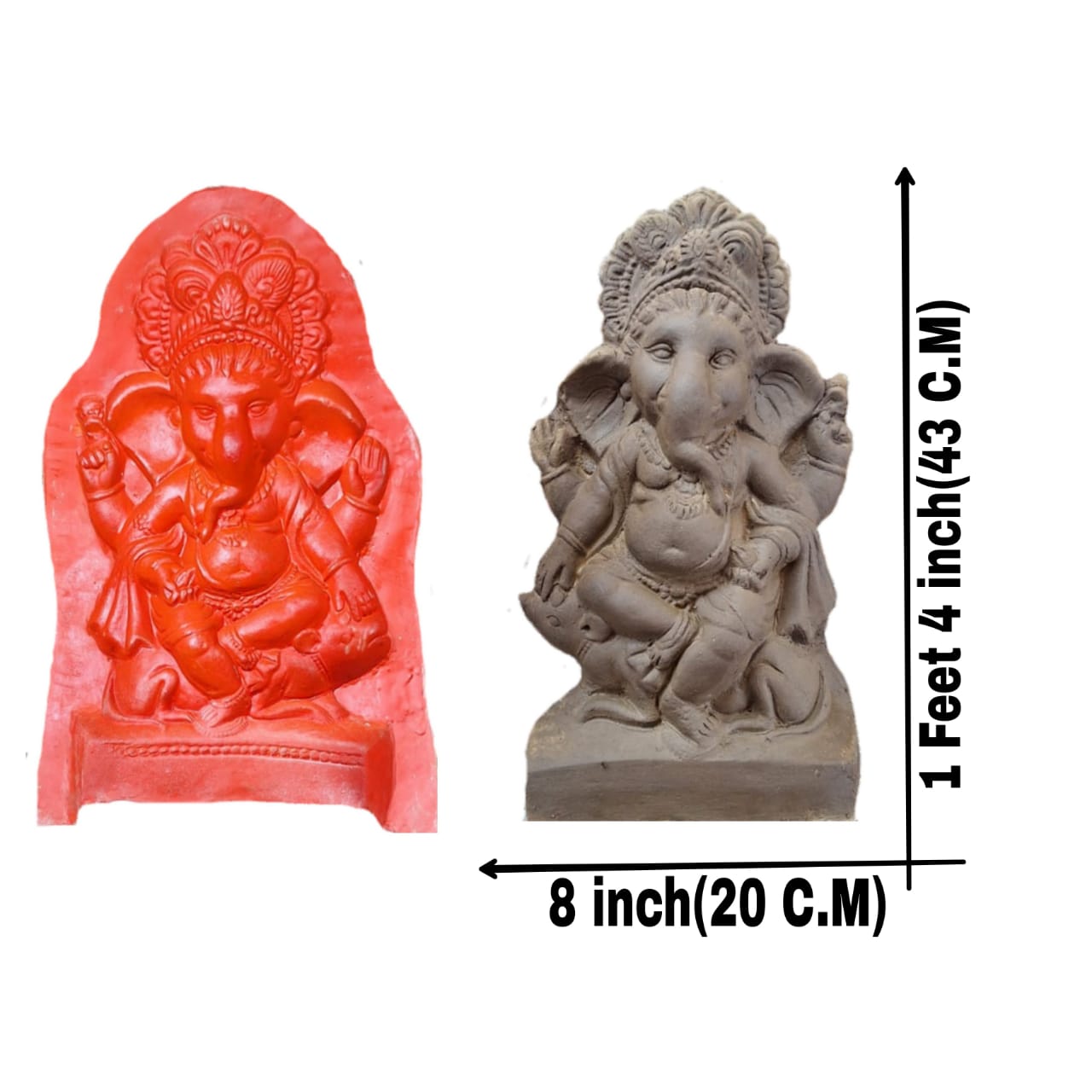 Babul idol workshop B56 Ganesh mold for making idol | 1 feet 4 inch hight Ganesh idol making mold | Eco friendly ganesh murti making DIY kit and powder