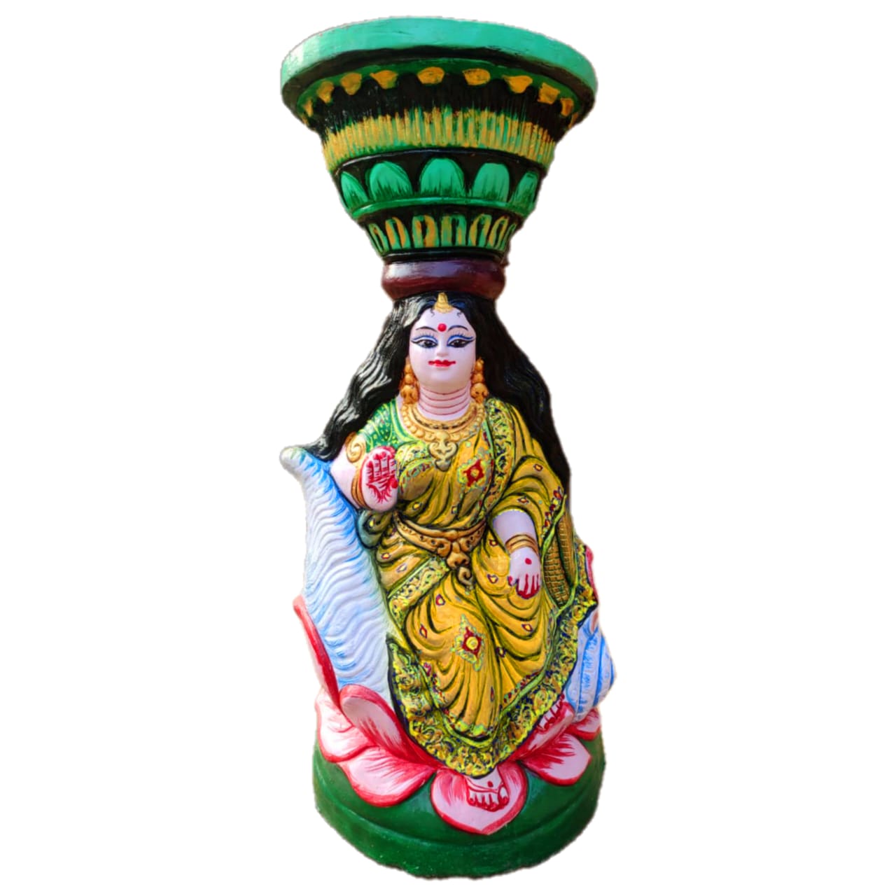 Brundabati idol 25 inch | Traditional Indian Decorative Statue with Lotus Base, Hand-Painted, 64 cm x 30 cm