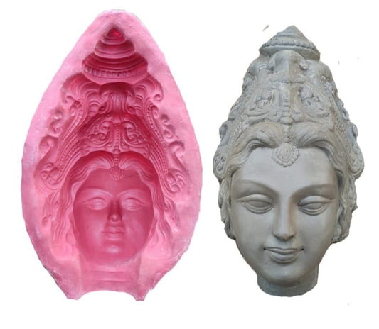 Babul idol workshop b11 ledis face Making Mold 4-5 fit Idol Coverage (Fiber) |use in Saraswati,Durga,laxmi,parbati,serawali and All Female Idol face