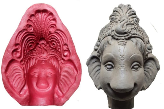 Babul idol workshop B4 Ganesh Idol face Making Mold Fiber 2-4 feet Idol Coverage Work in Clay | Ganesh face Mould