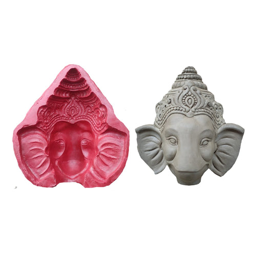 Babul idol workshop B36 Ganesh Idol face Making Mold Fiber 2-5 feet Idol Coverage Work in Clay | Ganesh face Mould
