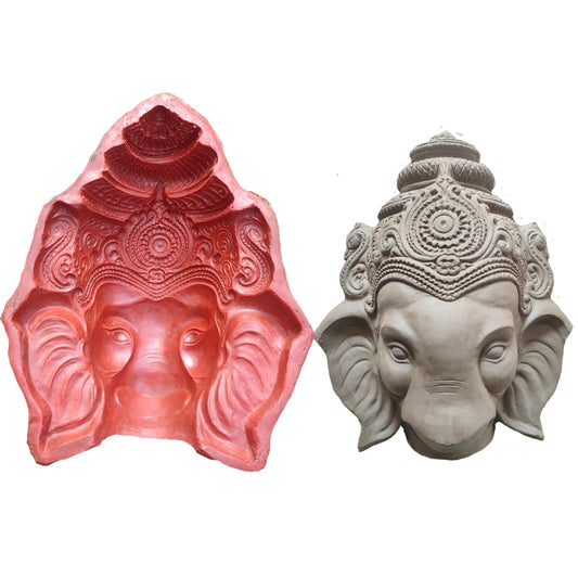 Babul idol workshop B39 Big Size Ganesh Idol face Making Mold Fiber 7-10 feet Idol Coverage Work in Clay | Ganesh face Mould