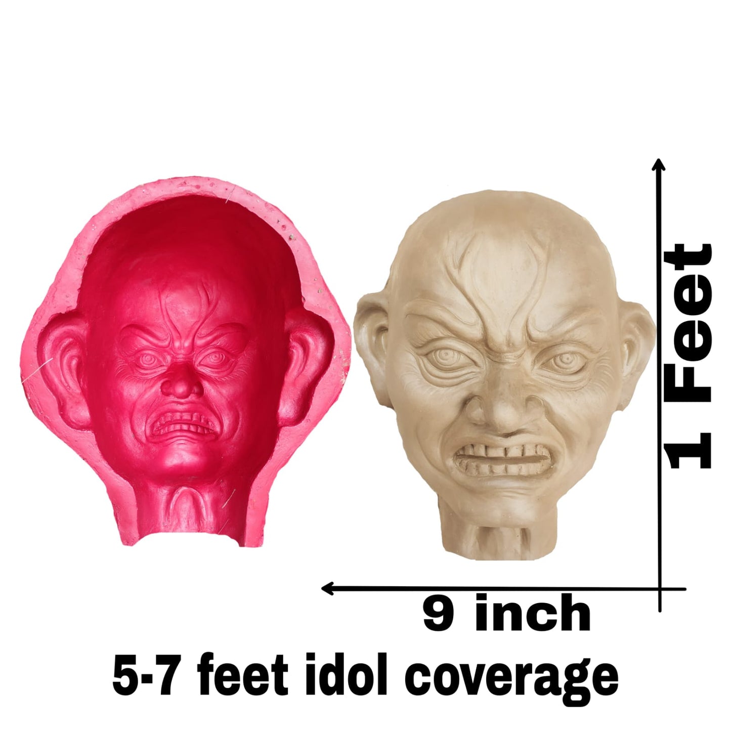 Babul idol workshop B29 Rakshyash Idol face Making Mold 4se6 feet Idol Coverage (Fiber) | danaba face Mould | Durga murti face Mold