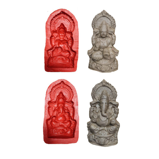 Babul idol workshop B17 Laxmi Ganesh Mold for Making Idol | 5 inch Hight Ganesh Idol Making Mold | Eco Friendly Laxmi Ganesh murti Making DIY kit and Powder