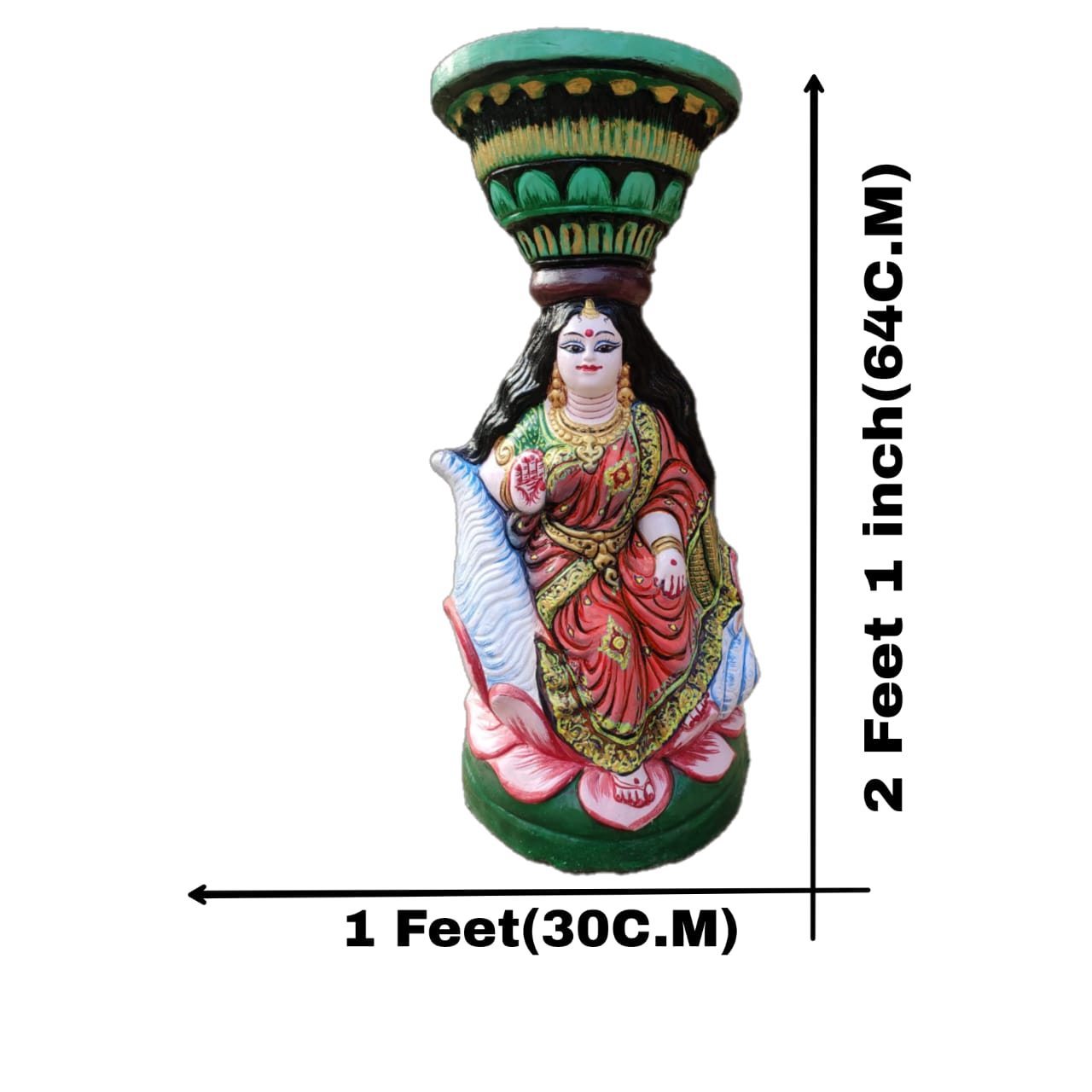 Brundabati idol 25 inch | Traditional Indian Decorative Statue with Lotus Base, Hand-Painted, 64 cm x 30 cm